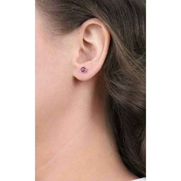 14k Yellow Gold Natural Ruby Earrings Stud Post Earrings 3/16" .80 total carat - Picture 2 of 9